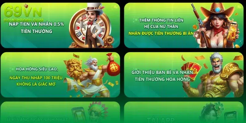 Khuyến mãi 69VN nạp tiền tặng 0,5%